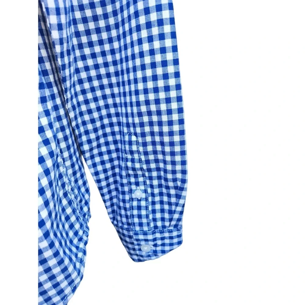 The Children's Place Boys Button Up Shirt, SIze 10/12, Blue and White Checke‎